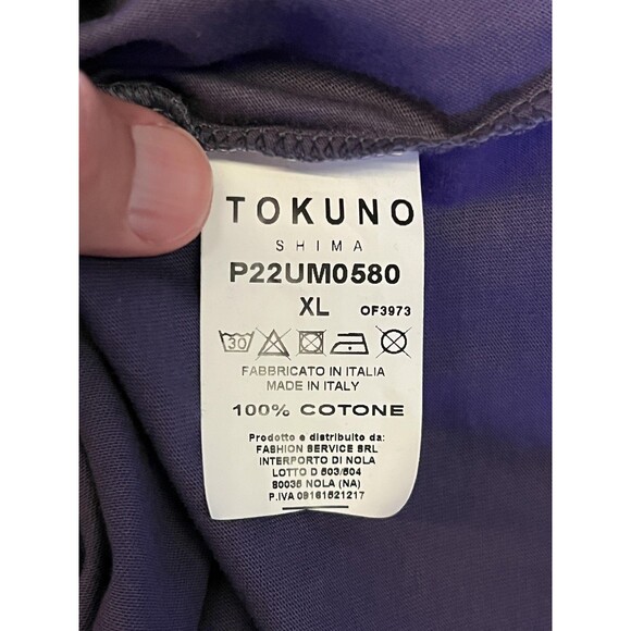 Tokuno Shima Napoli Shirt Mens XL Purple Made in Italy Graphic Hearts Tee Cotton - Picture 10 of 10